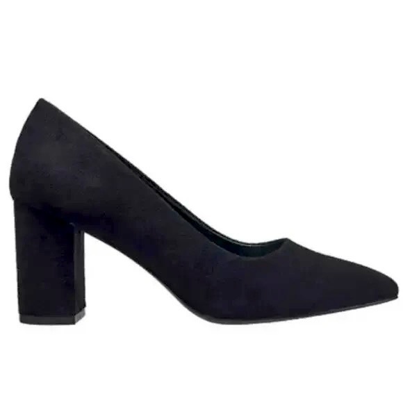 Halston Black Suede Kinshasa Pointed Chunky Heels (US 10) - Picture 2 of 10